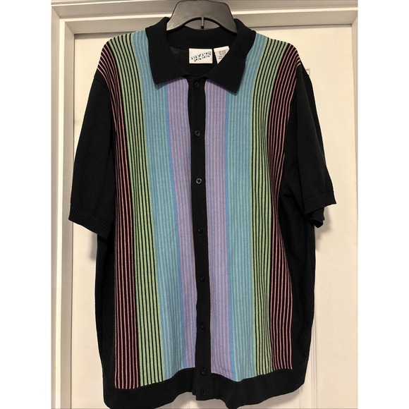 Irvine Park Other - Vtg Irvine Park Button Up Knit Shirt Mens Rockabilly Preppy Collared Retro XL